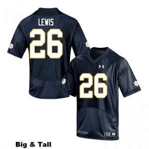 Notre Dame Fighting Irish Men's Clarence Lewis #26 Navy Under Armour Authentic Stitched Big & Tall College NCAA Football Jersey PON7299AL